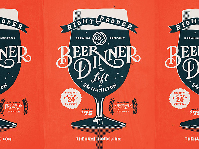 Right Proper Beer Dinner Poster beer handlettering illustration lettering poster print type typography