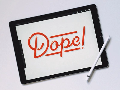 Dope! handlettering ipad lettering monoline red script type typography