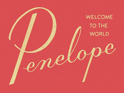 Birth Announcement for Penelope handlettering lettering logo name script type typography vintage