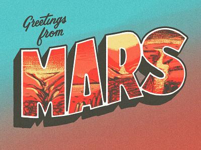 Greetings from Mars design handlettering illustration lettering postcard procreate script travel type typography vintage