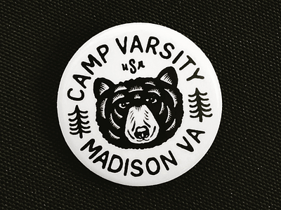 Camp Varsity Button badge bear button camp design print virginia