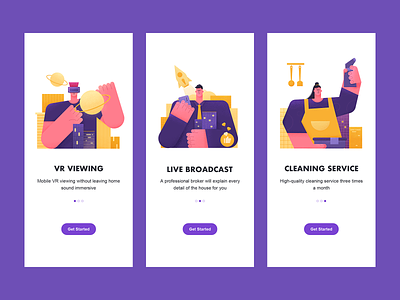 House App Illustration app building cleaning service colour design illustration live people ui