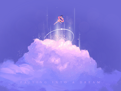 In a dream cloud dream girl illustration swimming