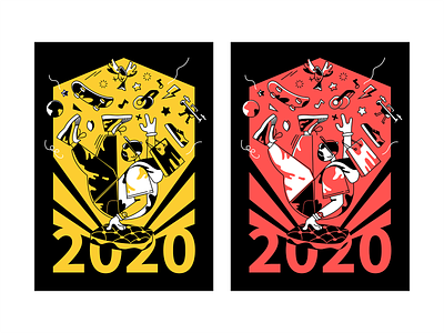 Welcome to 2020 2020 boy cruel graffiti happy hip hop illustration jump new year shopping