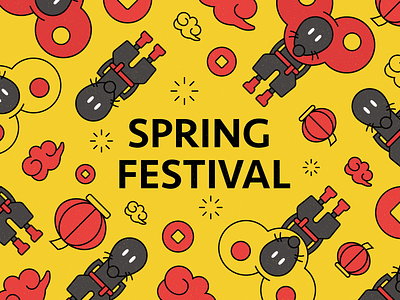 Spring Festival banner design illustration lantern mouse ui