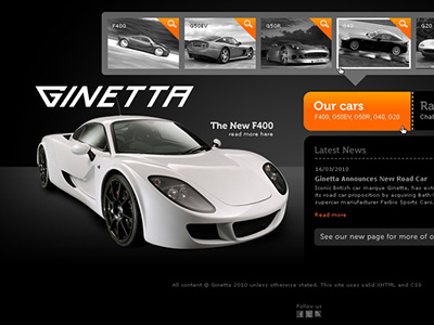 Ginetta Homepage Concept automotive cars ginetta ui web design website design