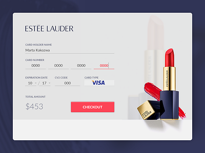 Credit Card Checkout - Estee Lauder 002 checkout credit card dailyui design estee lauder ui ux web design website