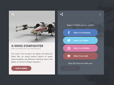 Social Share X-Wing StarFighter 010 battlefront dailyui share social social share star wars starfighter x wing