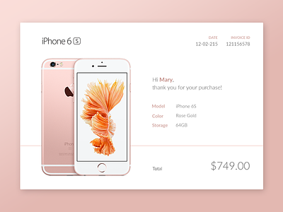 Email Receipt for iPhone 6s 017 dailyui email email recipt iphone iphone 6s phone purchase recipt ui