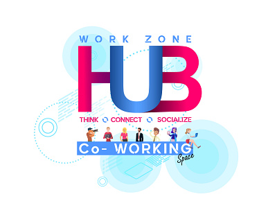 "HUB" Co-Working Space Detailed Logo Design