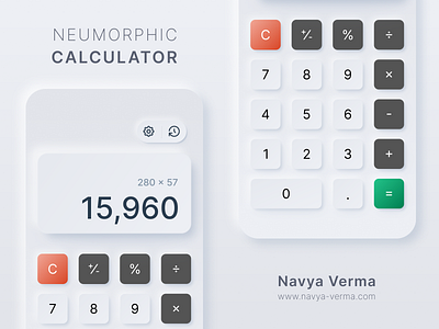 Neumorphic Calculator calculator calculator app mobile app neumorphic neumorphism skeuomorphic skeuomorphism soft ui