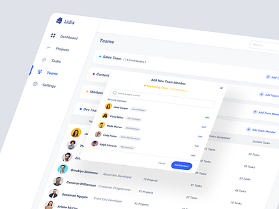 Team Management Dashboard dashboard project project management task team team management ui ui design web design