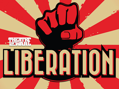 Liberation branding fictional company logo poster sunburst typography vector