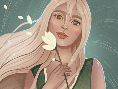 Spring girl character flower illustration portrait woman