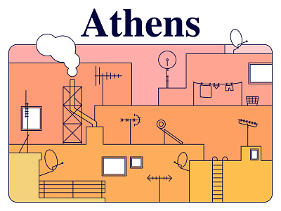 Infinite Rooftops /Athens art athens color palette colorful colors greece illustration typography