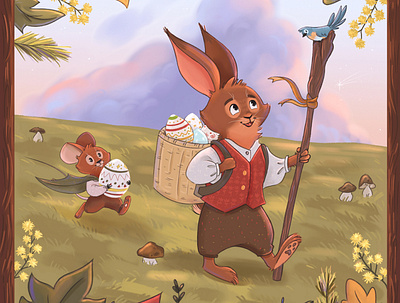Going on an Adventure! bunny celebrating character art character design childrens illustration cute easter illustration kidlit kidlitart mouse nature picture book