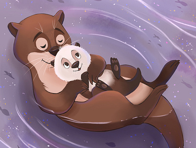 Star lullaby animal characters character art character design childrens illustration cute family illustration kidlit kidlitart love mother and child otters picture book