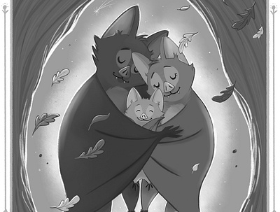 Secret Place bat bats black and white character art character design childrens illustration cute family illustration kidlit kidlitart monochrome picture book