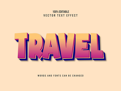 Travel 3d editable text effect typeface