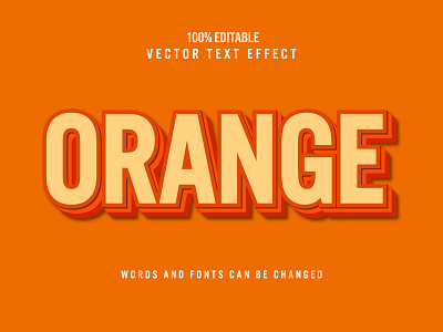 Orange 3d editable text effect typeface