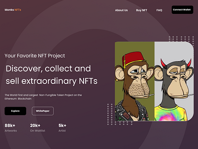 NFT landing Page Concept design illustration money nft product design ui