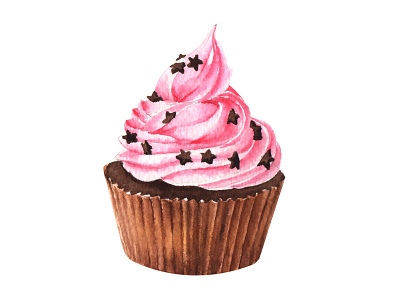 pink cupcake watercolor art baking branding buttercream cafe cakeart cakedesign cupcake design dessert drawing food foodie illustration paint print sweet watercolor