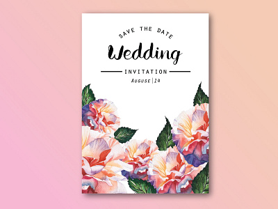 Wedding card next Season Wedding 2018 card day design flowers peony template watercolour wedding