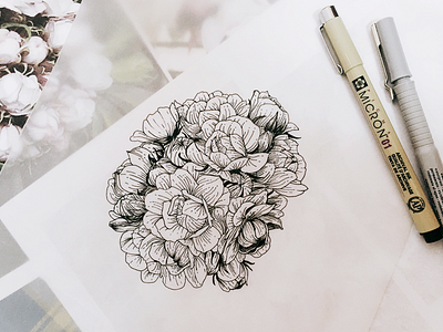 Buds Flowers line art drawing style art blooming blossom branding buds design drawing flora flowers line art peony watercolour