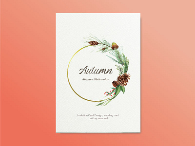 Autumn Invitation Card Design art banner banner design branding card card design cover book design drawing flora flowers illustration invitation card leaves paint print template tropic typography watercolour