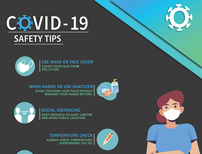 Covid Safety Tips Poster design graphic design poster typography vector