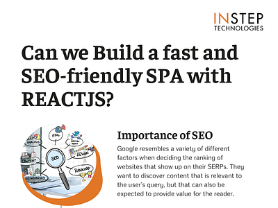 Can we Build a fast and SEO-friendly SPA with REACTJS? branding design digital marketing illustration insteptechnologies logo mobile app development web web design web development