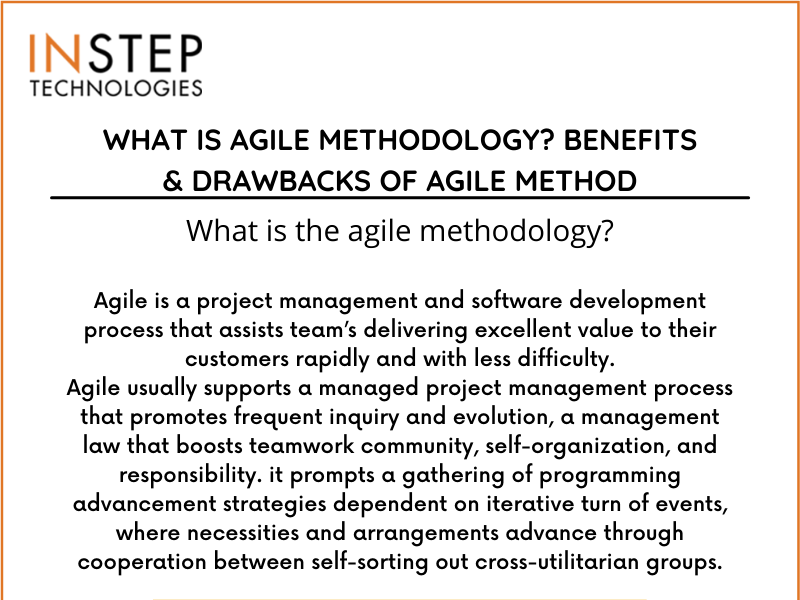 What Is Agile Methodology Benefits And Drawbacks Of Agile Method By Instep Technologies On Dribbble 5092