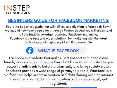 Beginners Guide for Facebook Marketing branding design digital marketing facebook facebook marketing illustration insteptechnologies mobile app development web design