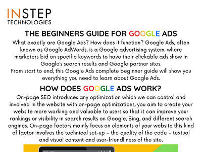 The Beginners Guide for Google Ads branding design dig digital marketing graphic design illustration insteptechnologies logo mobile app development service team ui vector web design