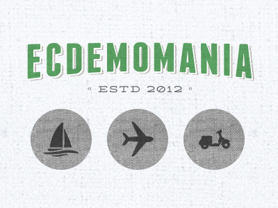 Ecdemomania deming font franchise logo pictogram texture travel