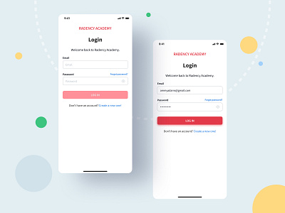 Radency Academy Login Page app design ui ux