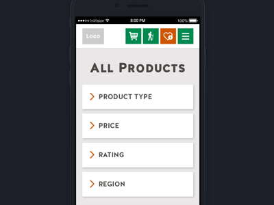 Product Listing Filters | Mobile
