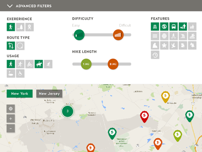 Trail Hike Finder Map Filters