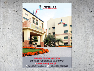 Infinity School of Engineering branding brochure design flyer illustration logo magazine ad newspaper ad