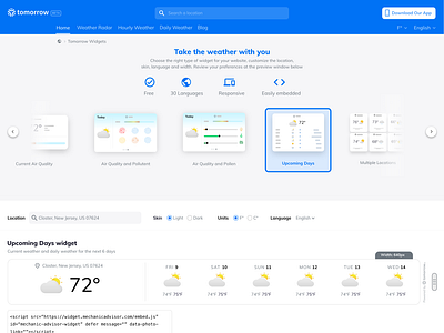 Weather widget selection design tomorrow weather widget