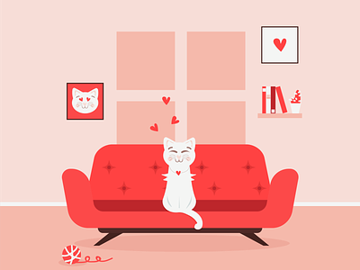 Сat for valentines day design graphic design illustration
