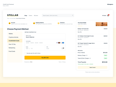 Daily UI #002 - Credit Card Checkout checkout credit card debit card figma product retail store ui website