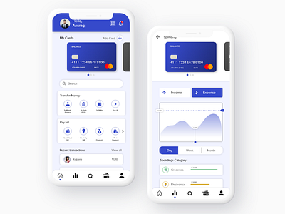 Neo Banking Application app bank banking blue card design experience design light theme neo banking new online online banking research track ui ux white