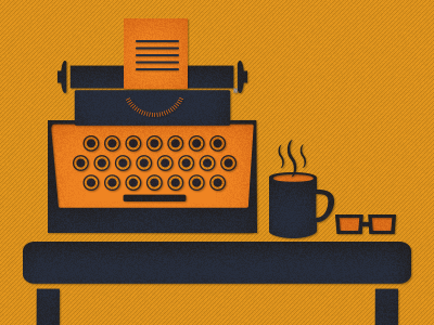 The Writer coffee design glasses illustration tea texture typewriter writing