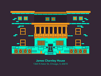 James Charnley House updated architecture chiarchitecture chicago gold coast hikuu illustration kuuhubbard simple city vector