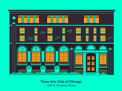 Three Arts Club of Chicago 3arts chiarchitecture chicago city hi kuu holabird roche illustration kuuhubbard simple city vector