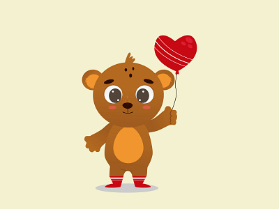 Cute bear character with balloon