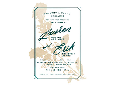 Erik & Lauren Wedding Invite hand invite layout lettering type typography wedding