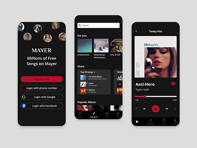Mayer - Music App app design mobile app mobile design mobile ui ui ui design