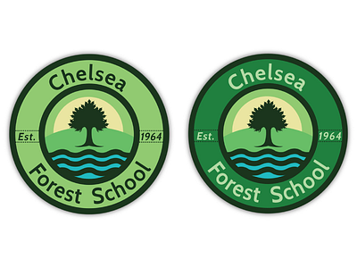 Forest School Logo/Badge badge flat forest green icon kids logo nature old school retro school tree